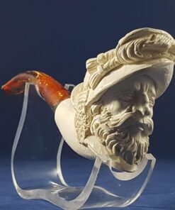 Deluxe Hand Carved Bearded Man Meerschaum Pipe