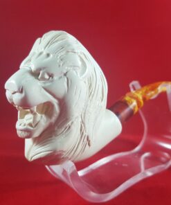 Deluxe Hand Carved Lion Meerschaum Pipe
