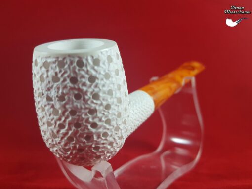 Hand Carved Lattice Classic Billiard Meerschaum Pipe