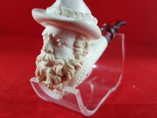 Hand Carved Bearded Man Meerschaum Pipe