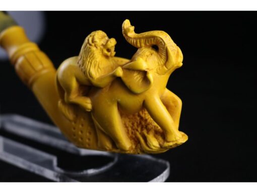 Lion And Elephant Figures Meerschaum Pipe