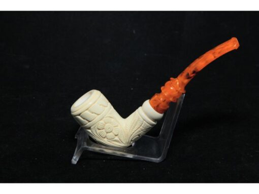 Fully Embossed Bowl Floral Meerschaum Pipe