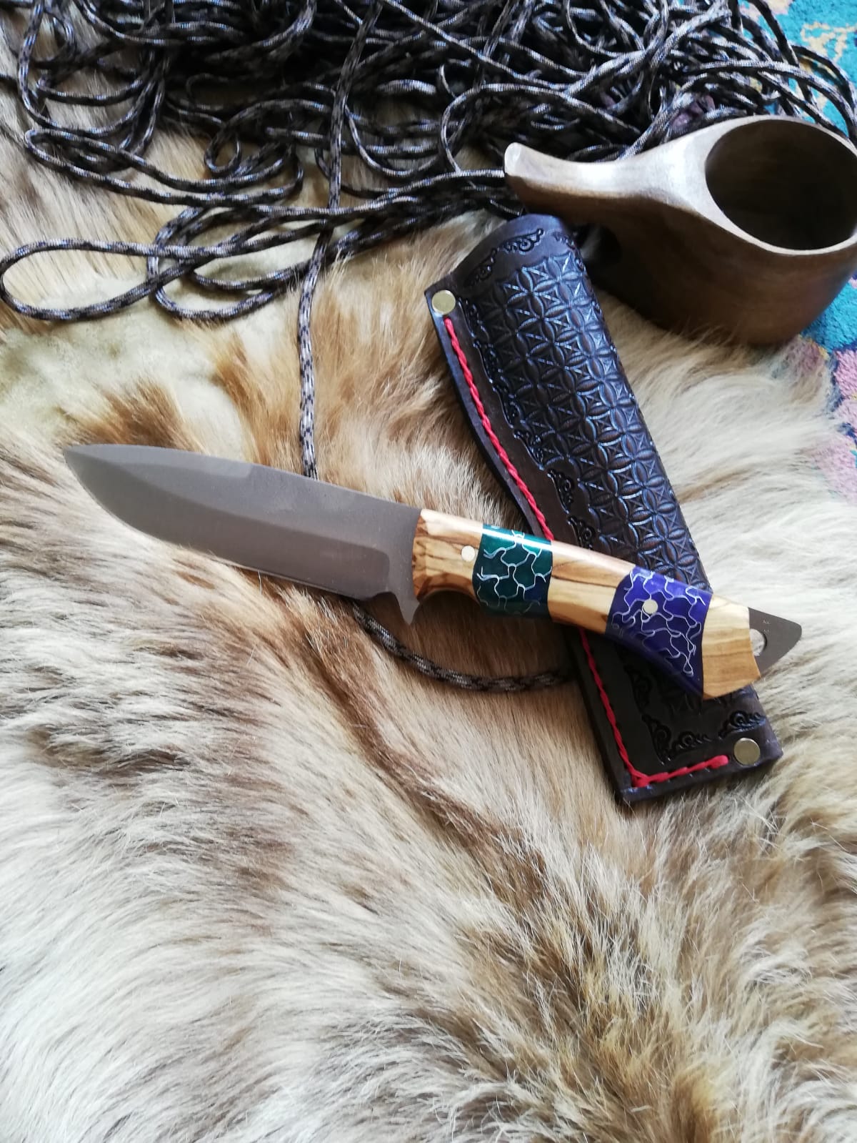 Handmade Knife Set with Natural Handmade Leather Case