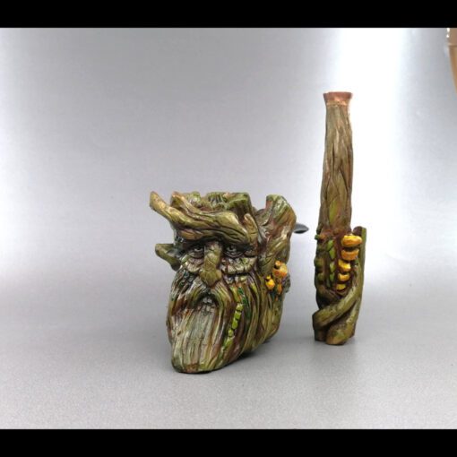 Treebeard Briar Pipe with Tamper and Bag, Fangorn in Sindarin Pipe, Acrylic Stem, Hand-Carved Briar Wood, Unsmoked Pipe, MADE TO ORDER