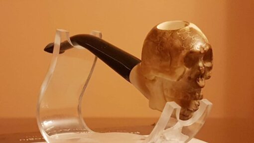 Hand Carved Skull Meerschaum Pipe, Unsmoked Pipe, Block Meerschaum