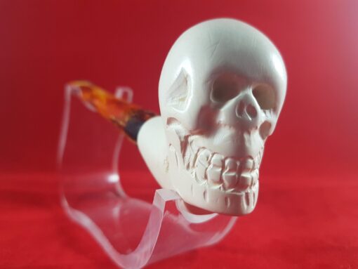 Deluxe Handmade Skull Meerschaum Pipe, 100% Solid Block Meerschaum Pipe, Hand Carved Meerschaum Pipe, Turkish Meerschaum