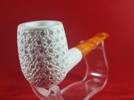 Straight Bent Lattice Billiard Pipe, Block Meerschaum, Hand Carved Meerschaum Pipe, Turkish Meerschaum