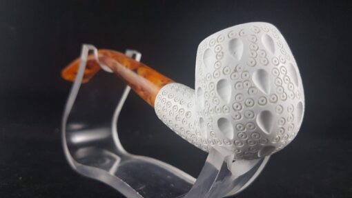 Teardrop Lattice Bent Stem Meerschaum Pipe, Tobacco Smoking Pipe, Block Meerschaum, Hand Carved Classic Pipe