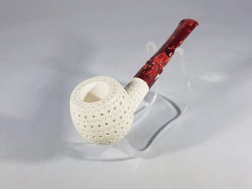 Straight Bowl Lattice, Classic Meerschaum Pipe, The Block Meerschaum, Hand Carved Meerschaum Pipe