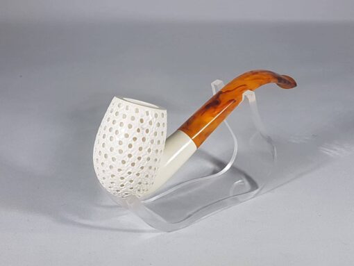 Full Bent Billiard Lattice Pipe, The Best Quality Meerschaum, Unsmoked Meerschaum, The Best Block Meerschaum