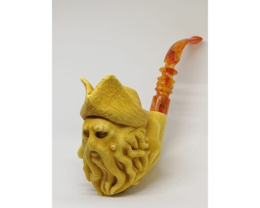 Davy Jones Pipe, The Block Meerschaum, Hand Carved Meerschaum Pipe, 100% Solid Block Meerschaum Pipe