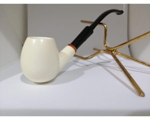 Bent Apple Smooth Churchwarden Meerschaum Pipe with Tamper, Classic Meerschaum Pipe