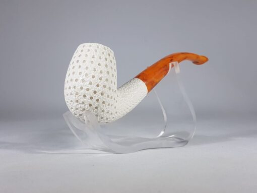 Billiard Bent Stem Meerschaum Pipe, Block Meerschaum