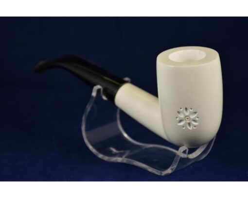 Smooth Half Bent Stem Pipe, Meerschaum Pipe with Flower, Meerschaum Pipe, Handmade Meerschaum Pipes, Artisan Pipes, Block Meerschaum