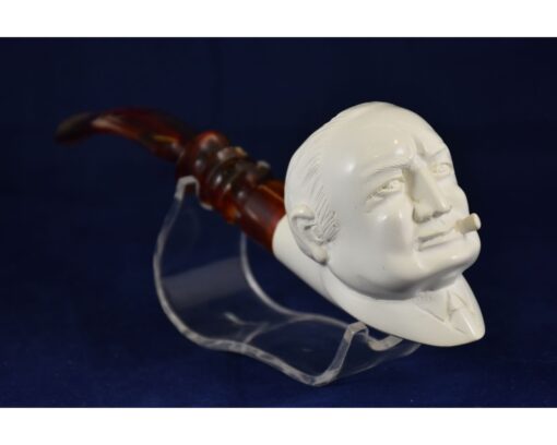 Man with Cigarette Meerschaum Pipe, Hanmdade Meerschaum Pipes, Artisan Pipes, Block Meerschaum