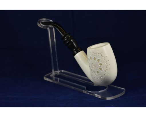 Embossed Floral Full Bent Pipe, Handmade Meerschaum Pipes, Artisan Pipes, Block Meerschaum, Turkish Meerschaum