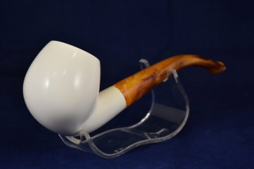 Large Bowl Smooth Pipe, Half Bent Smooth Pipe, Meerschaum Pipe, Handmade Meerschaum Pipes, Artisan Pipes, Handmade Art, Block Meerschaum