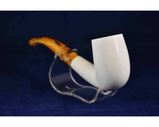 Smooth Half Bent Stem Pipe, Meerschaum Pipe, Handmade Meerschaum Pipes, Artisan Pipes, Block Meerschaum