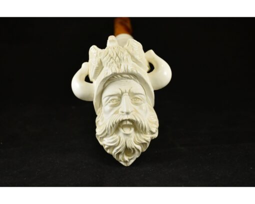 Large Viking with Eagle Figure Long Stem Meerschaum Pipe, Handmade Meerschaum Pipes, Artisan Pipes, Block Meerschaum, Turkish Meerschaum