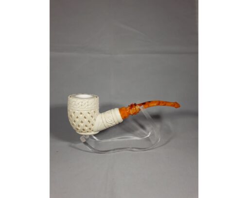 Lattice Classic Meerschaum Pipe, Unsmoked Block Meerschaum, Meerschaum Pipe, Handmade Meerschaum Pipes, Artisan Pipes, Block Meerschaum