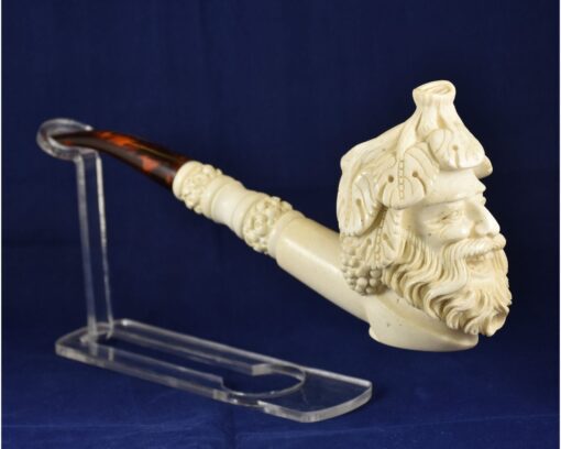 Wine God Bachhus Dionysus Long Stem Meerschaum Pipe, Handmade Meerschaum Pipes, Artisan Pipes, Block Meerschaum, Turkish Meerschaum