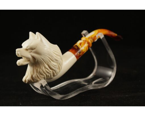 Wild Wolf Meerschaum Pipe, Handmade Meerschaum Pipes, Artisan Pipes, Block Meerschaum, Dog Pipe