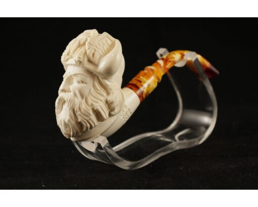 Viking Warrior Meerschaum Pipe, Handmade Viking Horns Meerschaum Pipes, Artisan Pipes, Block Meerschaum, Turkish Meerschaum, Figural Pipes