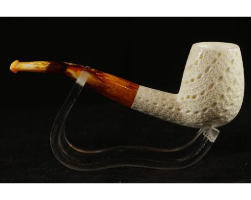 Bent Lattice Classic Meerschaum Pipe, Unsmoked Block Meerschaum, Meerschaum Pipe, Handmade Meerschaum Pipes, Artisan Pipes, Block Meerschaum