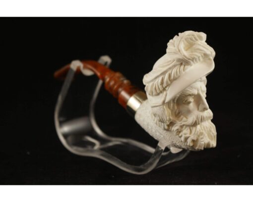 Bearded Man with Hat Meerschaum Pipe, Handmade Meerschaum Pipes, Artisan Pipes, Block Meerschaum, Turkish Meerschaum, Figural Pipes