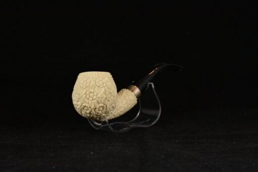 Embossed Floral with Flower Symbol Pipe, Meerschaum Pipe, Handmade Meerschaum Pipes, Artisan Pipes, Block Meerschaum, Turkish Meerschaum