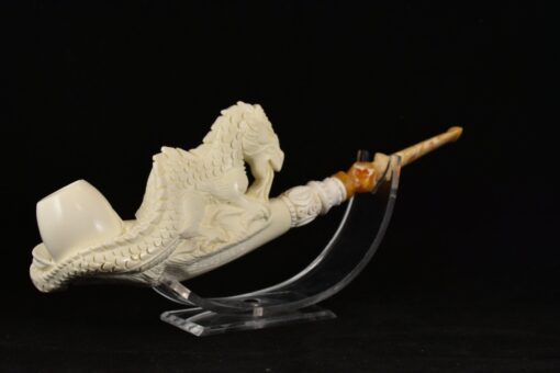 Long Stem Dragon Meerschaum Pipe, Meerschaum Pipe, Handmade Meerschaum Pipes, Artisan Pipes, Block Meerschaum, Dracarys Pipe