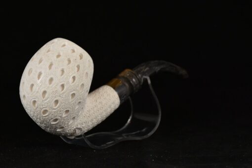 Bent Lattice Classic Meerschaum Pipe, Unsmoked Block Meerschaum, Meerschaum Pipe, Handmade Meerschaum Pipes, Artisan Pipes, Block Meerschaum