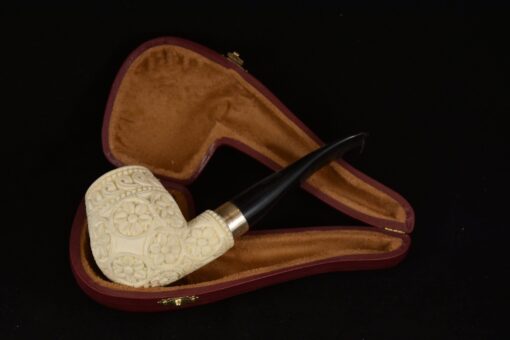 Embossed Floral Meerschaum Pipe, Meerschaum Pipe, Handmade Meerschaum Pipes, Artisan Pipes, Block Meerschaum