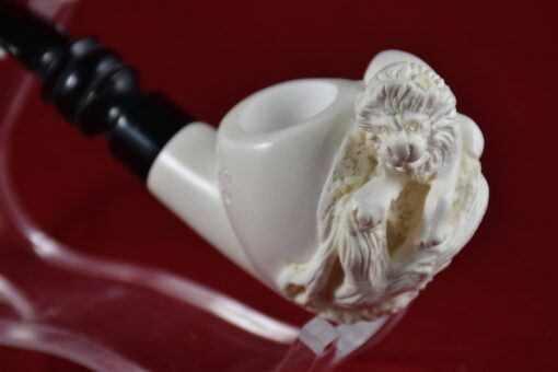 Hand Carved Lion Figure Pipe, Hand-Carved Meerschaum Pipe, Block Meerschaum, Unsmoked Meerschaum