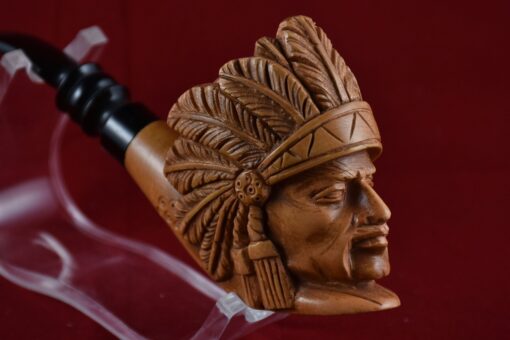 Deluxe-Hand Carved Indian Meerschaum Pipe, Native American Figure Pipe, The Block Meerschaum