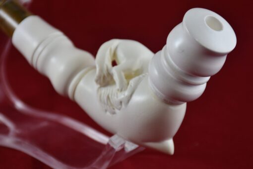 Hand Carved Dog Meerschaum Cigarette Holder, 100% Solid Block Meerschaum Pipe, Turkish Meerschaum