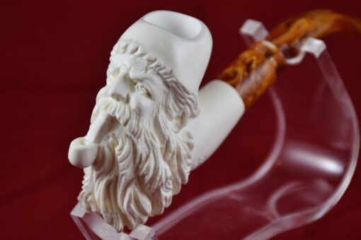 Bearded Man Meerschaum Pipe, Old Man Smoking Pipe, Block Meerschaum, Turkish Meerschaum