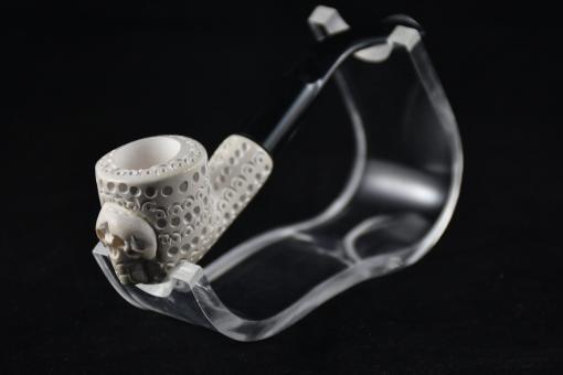 Death's Head Meerschaum Pipe, Skull Pipe, Scary Pipe, Birthday Pipe, Hand-Carved Pipe, Genuine Meerschaum, Block Meerschaum