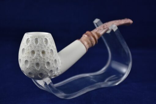 Classical Bent Lattice Pipe, Classical Meerschaum Pipe, Meerschaum Pipe, Birthday Pipe, Hand Carved Pipe, Smoking Pipe, Lattice Pipe