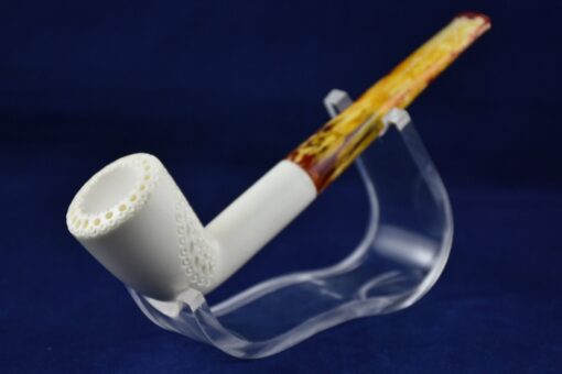 Classical Meerschaum Pipe Straight Stem,  Meerschaum Pipe, Birthday Pipe, Hand Carved Pipe, Smoking Pipe, Lattice Pipe