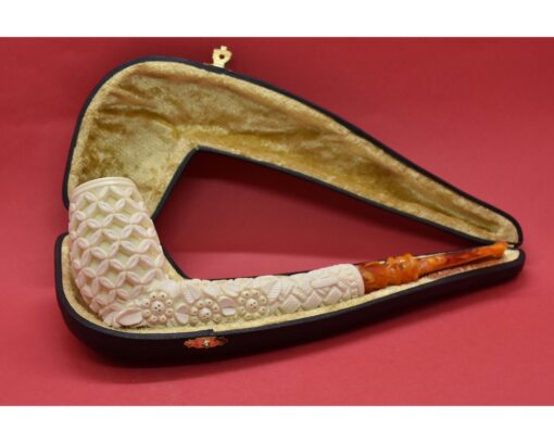 Long Straight Stem Lattice Pipe , Classical Meerschaum Pipe, Birthday Pipe, Hand Carved Pipe, Smoking Pipe, Lattice Pipe, Gift Pipe