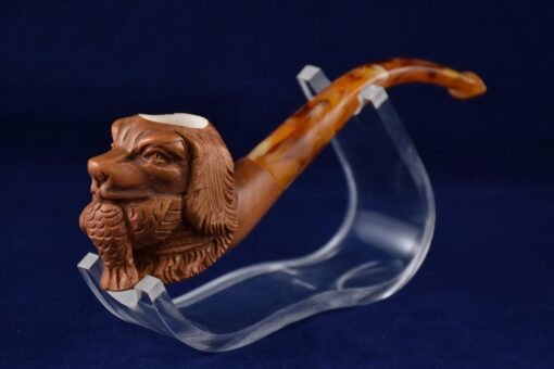 Hunting Dog Pipe from Meerschaum, Dog with a Fish in the Mouth Pipe,Meerschaum Pipe, Birthday Pipe, Handmade Pipe, Smoking Pipe, Brown Dog