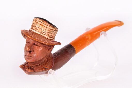 Vintage Meerschaum Pipe, Man with the Hat, Brown Meerschaum Pipe, Block Meerschaum, Turkish Meerschaum, Tobacco Pipe, Smoking Pipe